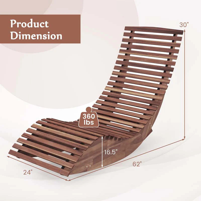 Acacia Wood Outdoor Patio Rocking Chair With Widened Slatted Seat Amp High Back Porch Rocker Sun Lounger For Backyard Garden - Comfortable And Ergonomic Design