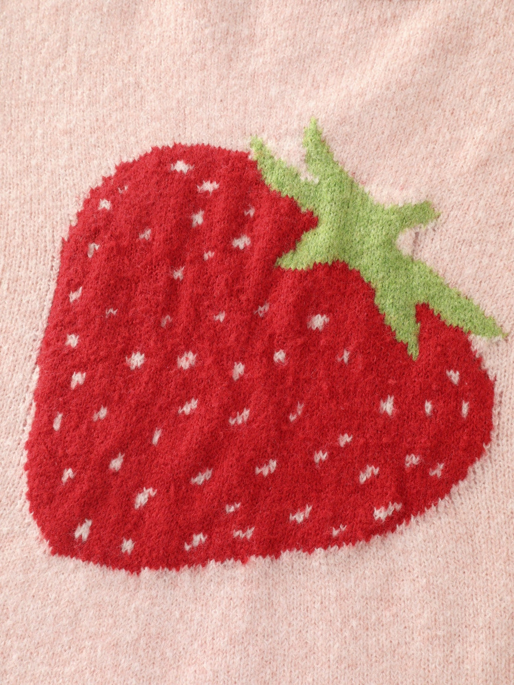 Strawberry Jacquard Contrast Trim Pullover
