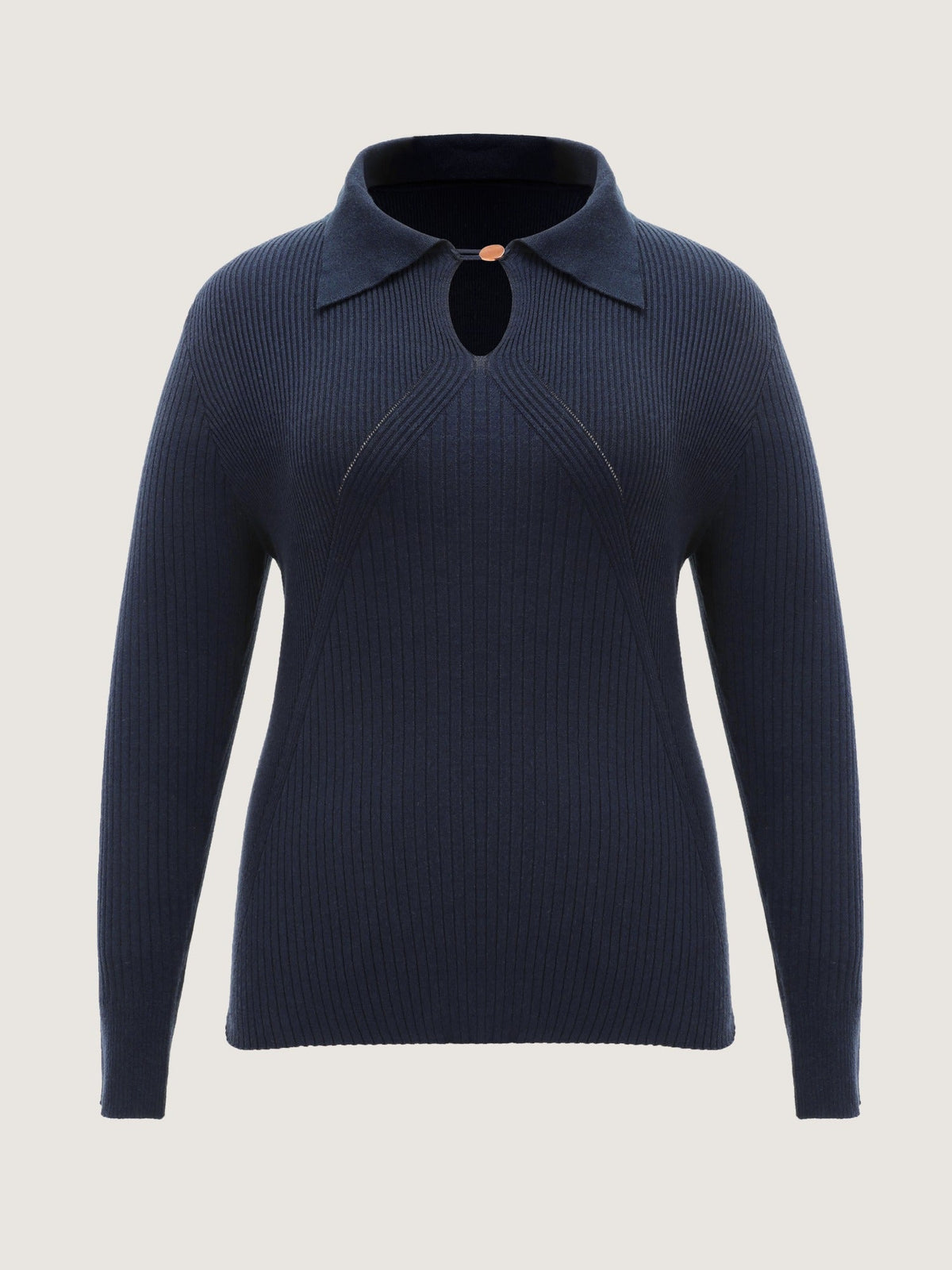 Polo Collar Keyhole Button Pullover