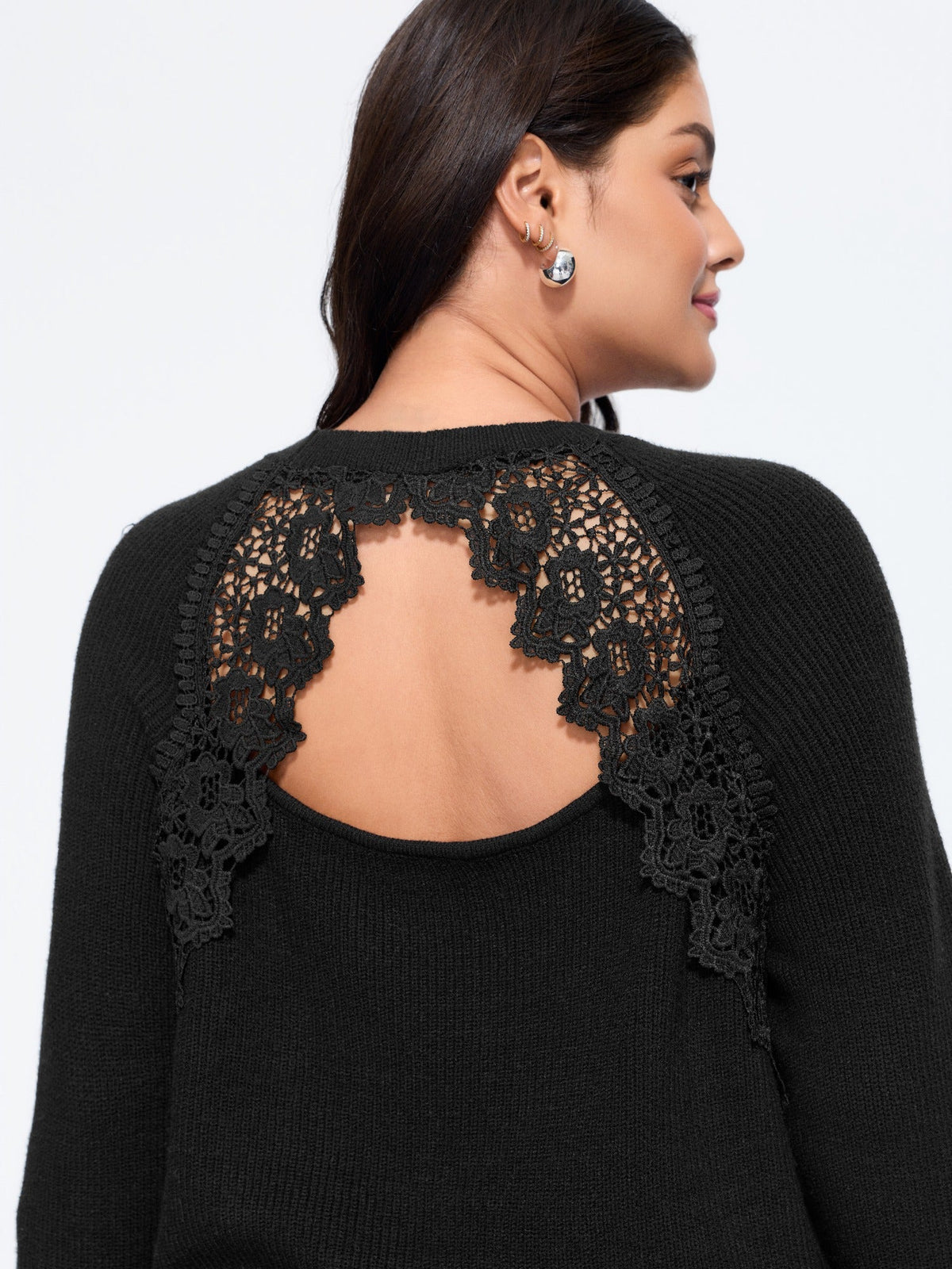 Lace Cut?Out Open Back Pullover