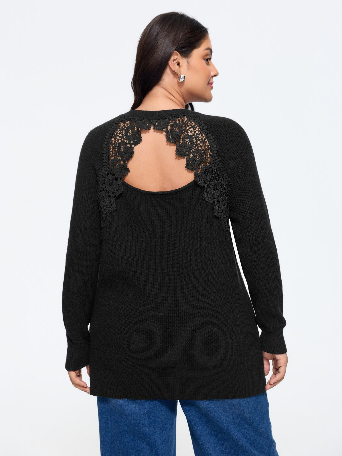 Lace Cut?Out Open Back Pullover