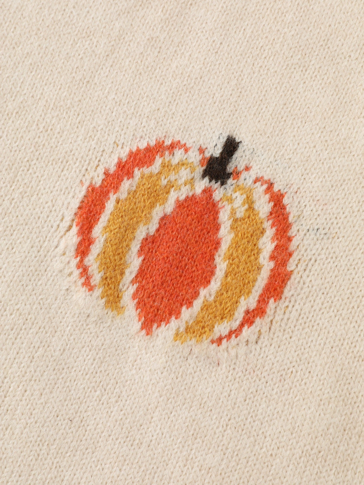 Pumpkin Jacquard Pattern Crew Neck Pullover