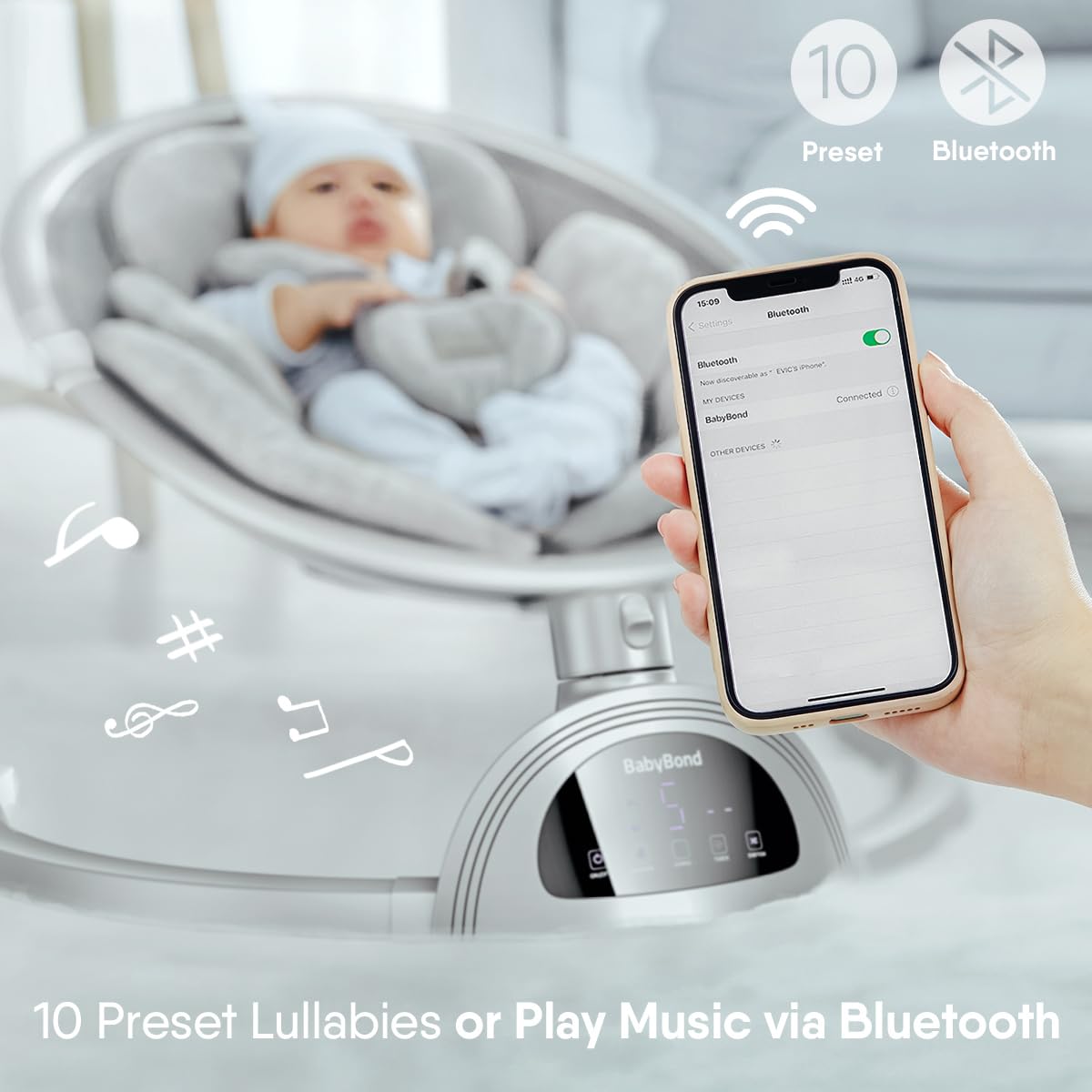 Infants BabyBond Bluetooth Speaker Positions