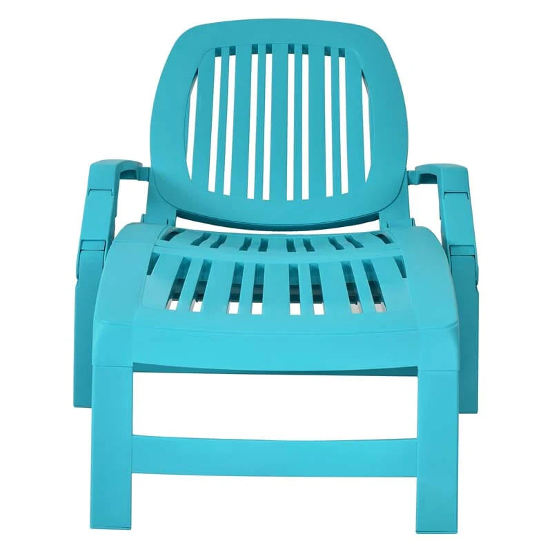 Weatherproof Folding Sun Lounger With Wheels 6 Position Plastic Outdoor Chaise Lounge Chair For Pool Beach Lawn - Comfortable And Ergonomic Design