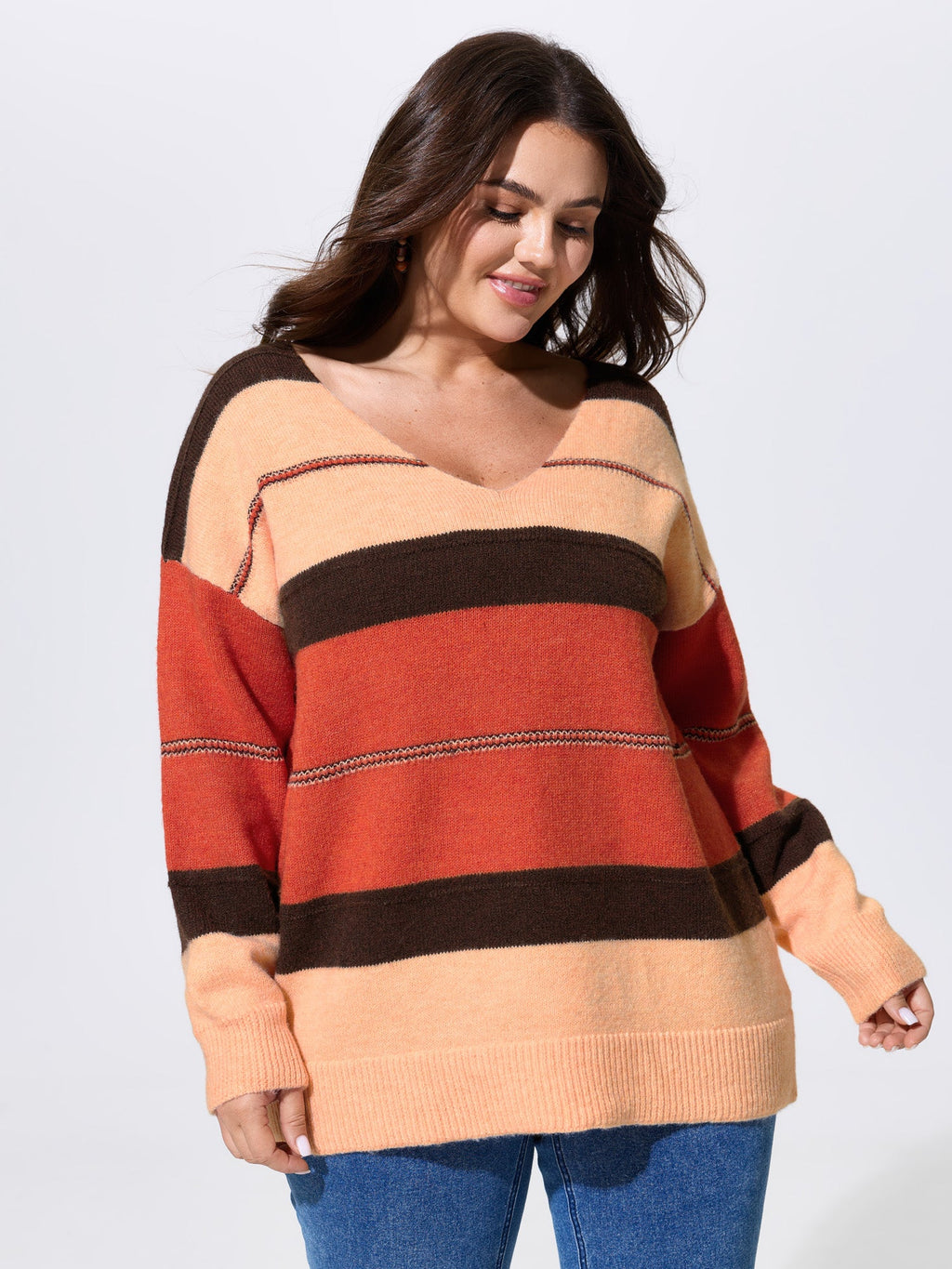 Striped Print Color Contrast Pullover