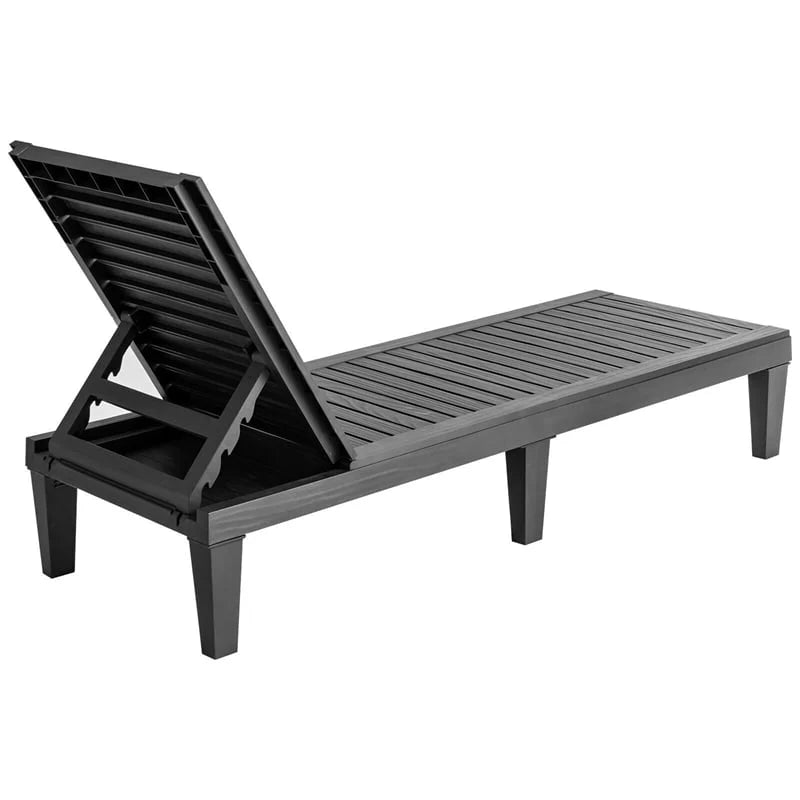 Outdoor Chaise Lounge Chair Patio Recliner Adjustable With 5 Positions Wood Texture Design Waterproof Easy To Assemble - Comfortable And Ergonomic Design