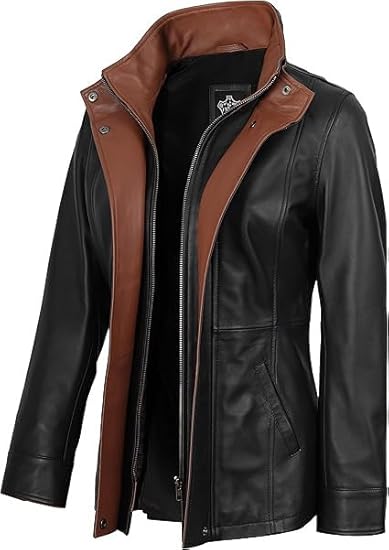 Decrum Leather Jackets Women Real - Womens Stylish Leather Jacket | [1331294] Erin Black. L
