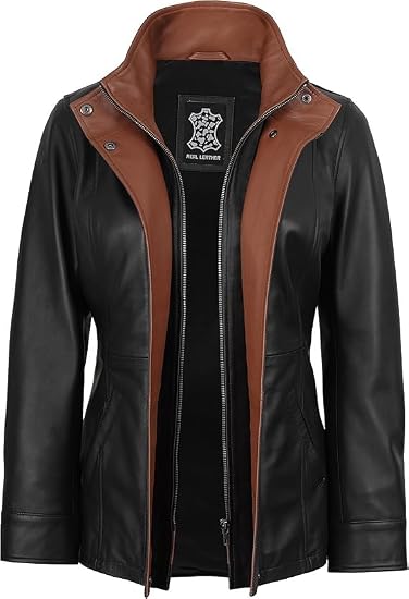 Decrum Leather Jackets Women Real - Womens Stylish Leather Jacket | [1331294] Erin Black. L