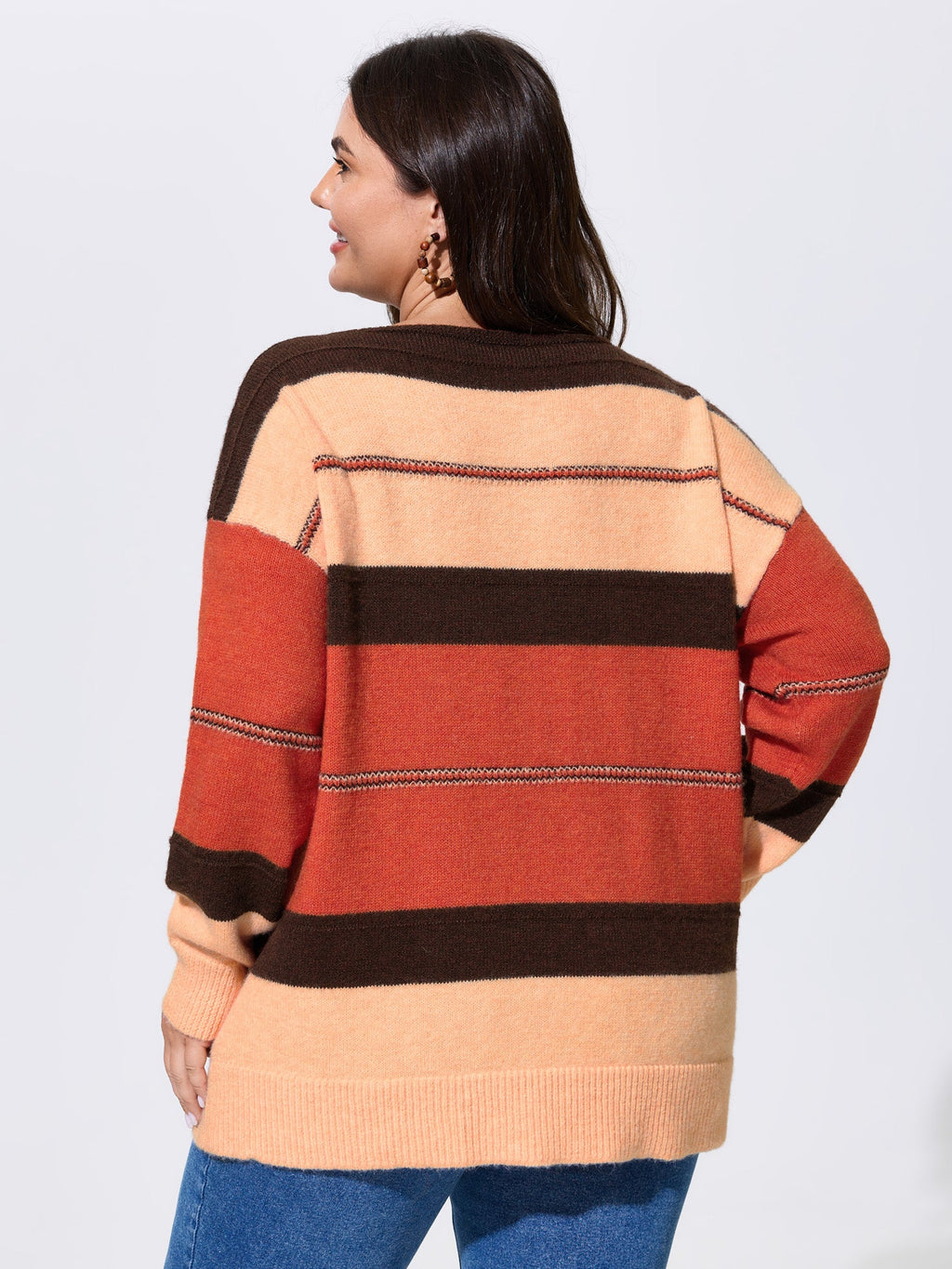 Striped Print Color Contrast Pullover