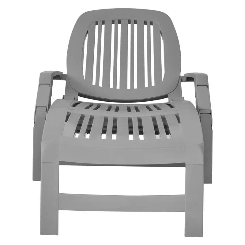 Weatherproof Folding Sun Lounger With Wheels 6 Position Plastic Outdoor Chaise Lounge Chair For Pool Beach Lawn - Comfortable And Ergonomic Design