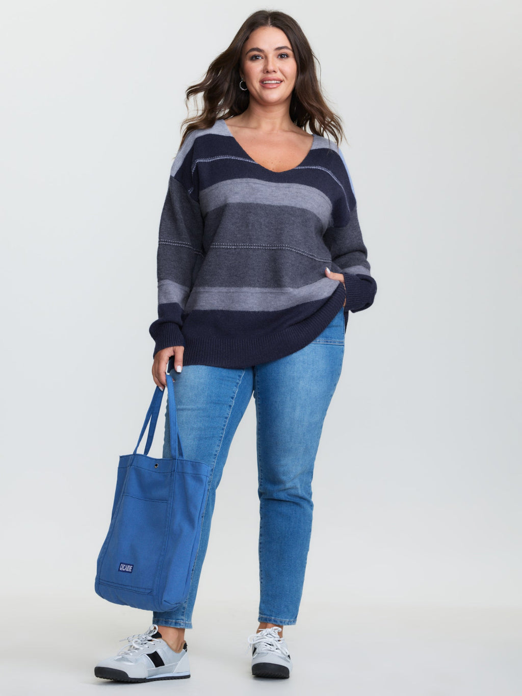 Striped Print Color Contrast Pullover