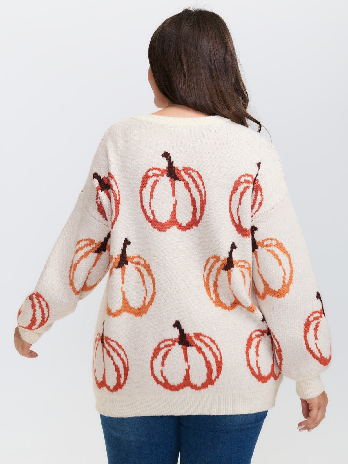 Pumpkin Patch Print Drop Shoulder Pullover