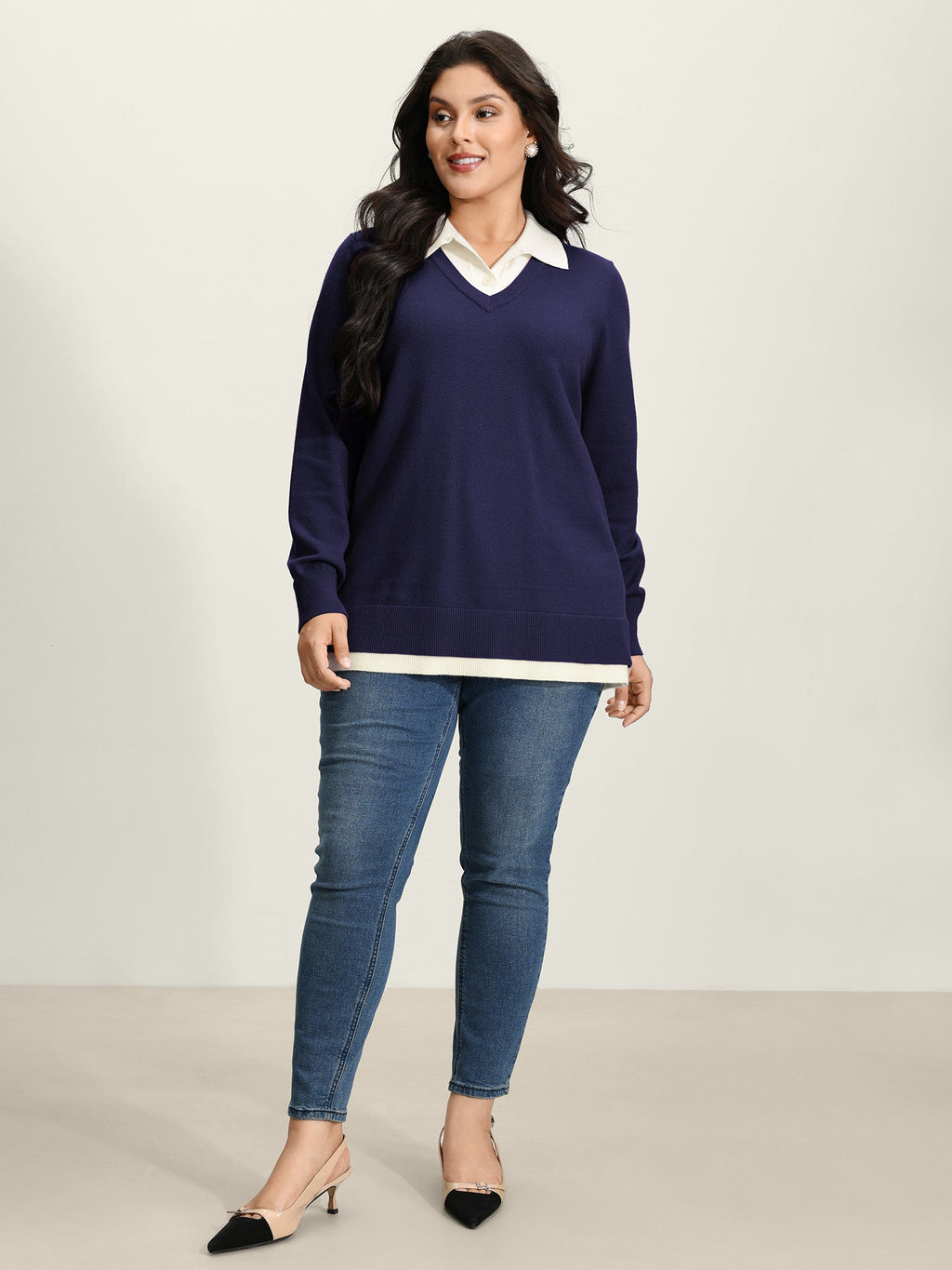 Supersoft 2-in-1 Polo Collar Color Contrast Pullover