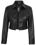 fjackets Leather Jacket Cropped Women - Real Lambskin Women Leather Jacket|Mable Cropped Black. [1329304] L