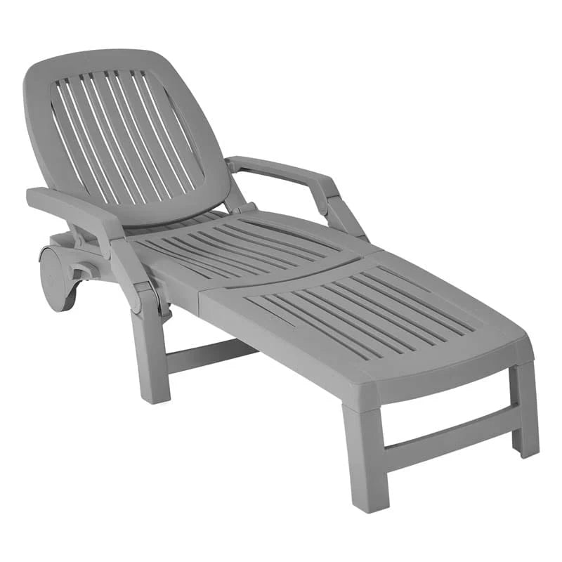 Weatherproof Folding Sun Lounger With Wheels 6 Position Plastic Outdoor Chaise Lounge Chair For Pool Beach Lawn - Comfortable And Ergonomic Design