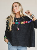 The Nest Cozy Up Crochet Top - Charcoal