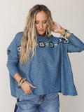 The Nest Cozy Up Crochet Top - Denim