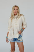 Madeira Tiered Babydoll Top - Beige
