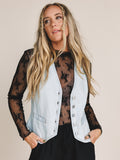 To The Top Denim Vest - Light Wash