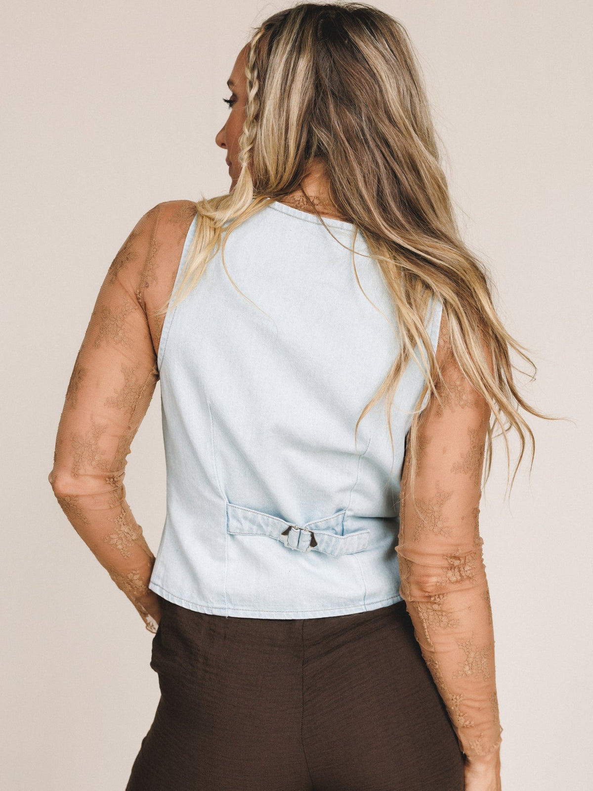 To The Top Denim Vest - Light Wash