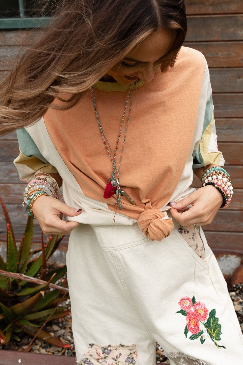 Way Back Color Block Top - Peach