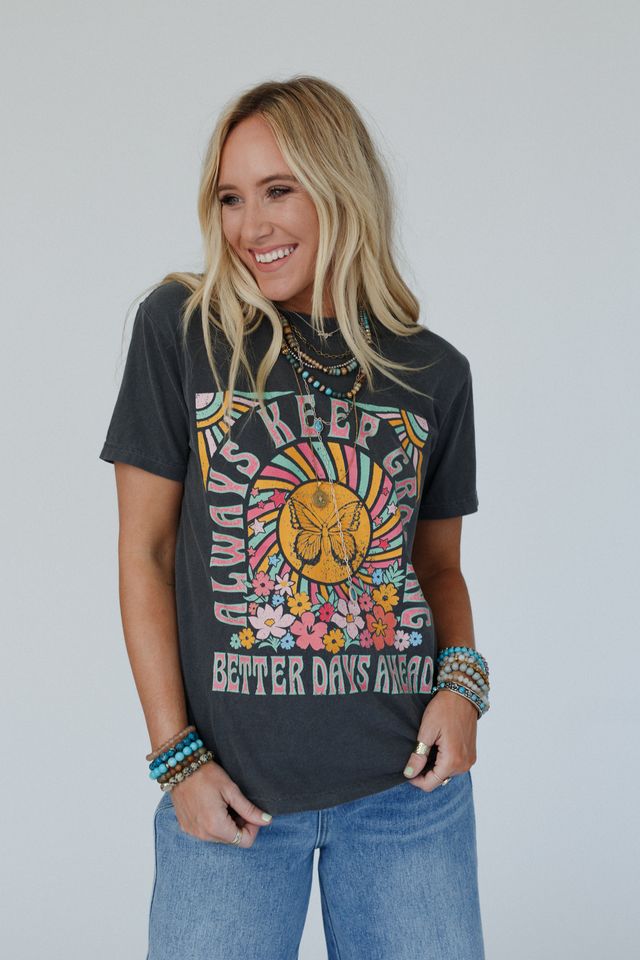 Keep Growing Graphic Tee - Charcoal