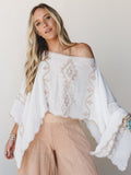 Greece Island Poncho - White