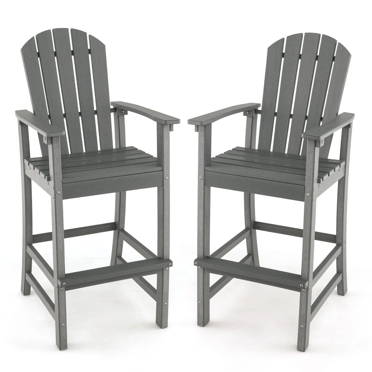 Outdoor Hdpe Tall Adirondack Chairs With Armrests Amp Footrest 30Quot Counter Height Bar Stools For Garden Backyard - Comfortable And Ergonomic Design