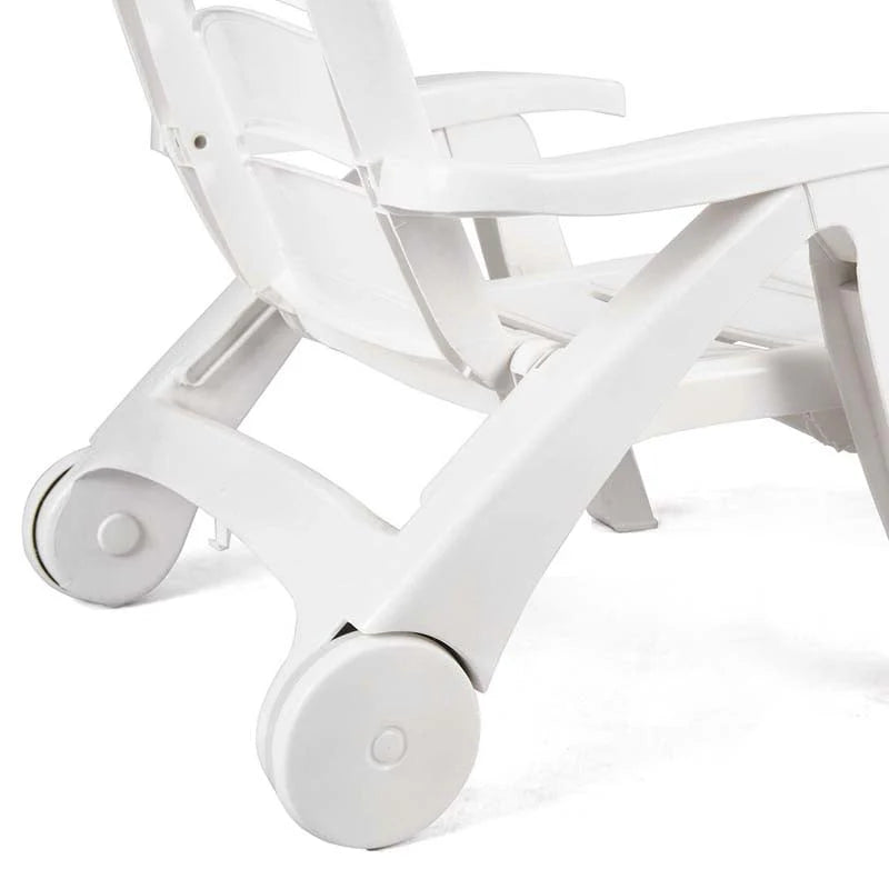 Rolling Folding Plastic Pool Lounge Chair With Armrests 5 Position Outdoor Sun Lounger Patio Deck Chair Beach Chair - Comfortable And Ergonomic Design