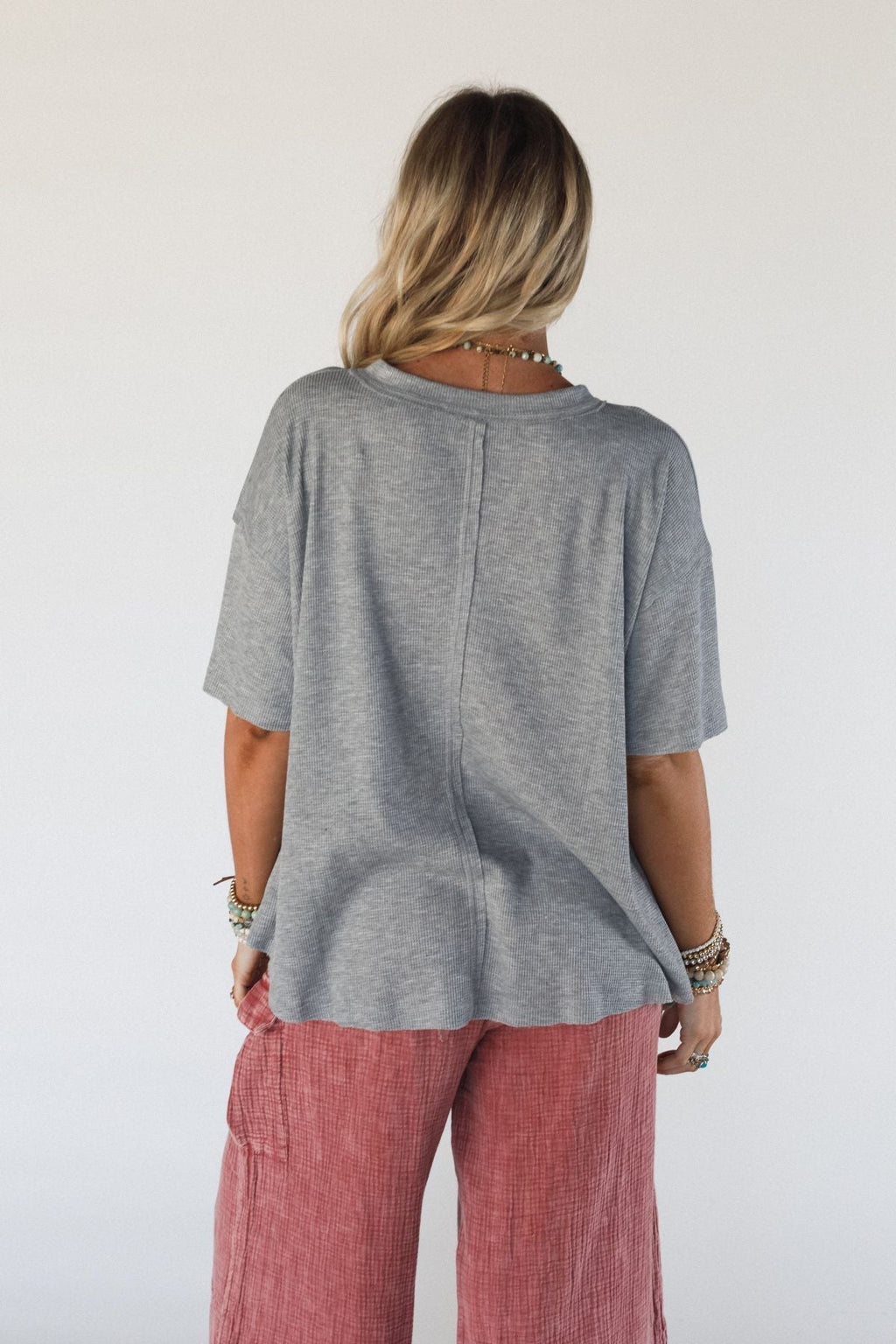 The Nest Soft Plume Henley Top - Heather Grey