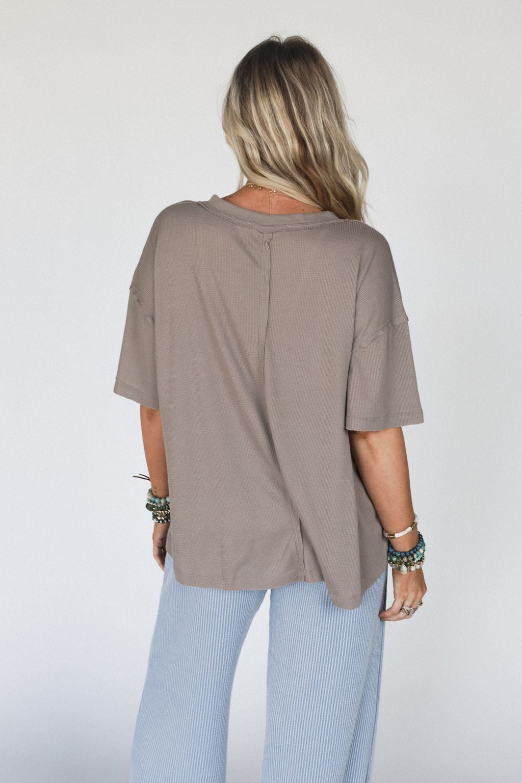 The Nest Soft Plume Henley Top - Mocha