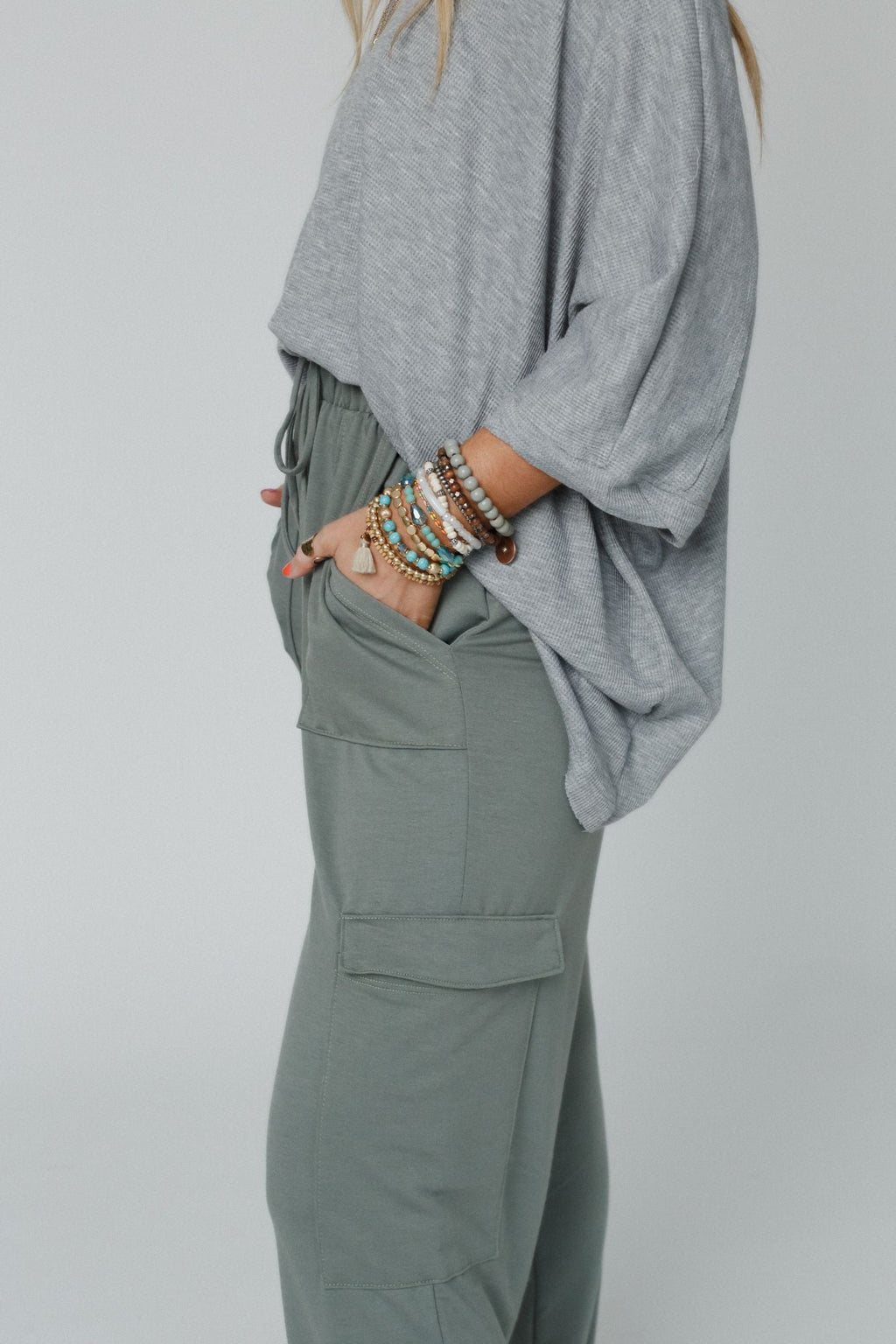 The Nest Kelsie Dolman Top- Heather Gray
